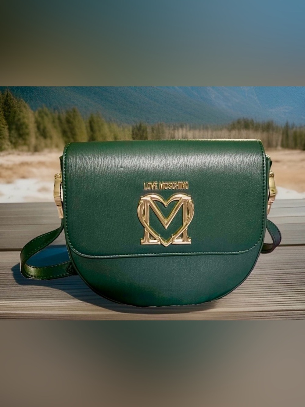 Love Moschino Fancy Heart Emerald Green Crossbody Bag